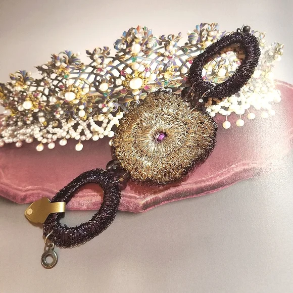 Antique Spun Sterling Silver Crystal Flower Bracelet - Picture 5 of 8